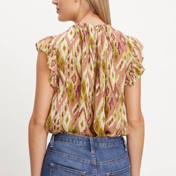 VELVET BY GRAHMA & SPENCER ADARA FLUTTER SLEEVE TOP BLOUSE  SIZE SMALL NWT - Picture 3 of 5